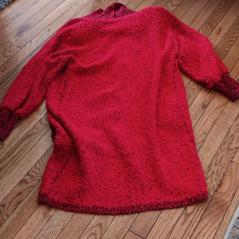 Cozy Red Knit Cardigan - Picture 4 of 4
